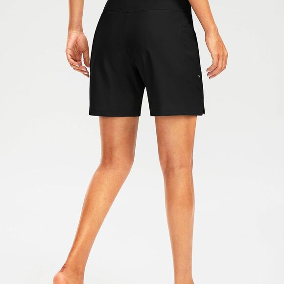 Women's 7" Long Swim Board Shorts High Waisted Quick Dry Beach Swimming Shorts f - Picture 3 of 6